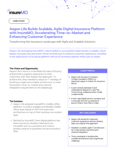 Aegon Life Builds Scalable, Agile Digital Insurance Platform with InsureMO, Accelerating Time-to-Market and Enhancing Customer Experience.