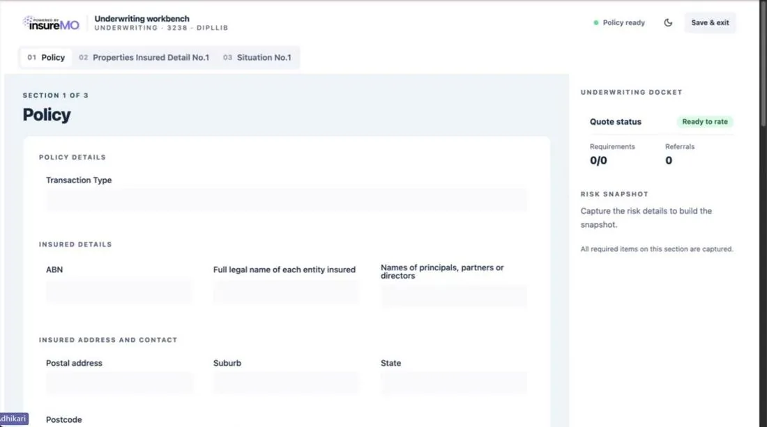 insureMO DIPL generated insurance app